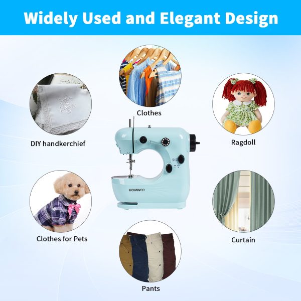 HOMWOO Mini Sewing Machine for Beginner, Dual Speed Portable Sewing Machine with Extension Table, Stitch, Sewing Kit for Household - Image 3