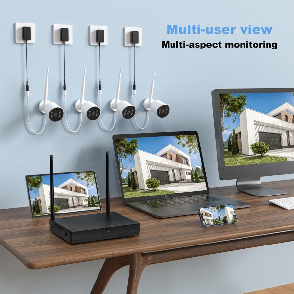 NICPOW 4pcs Security Wired Camera System, 8CH 3MP NVR Home Security, 1080P IP Security Surveillance Cameras with Color Night Vision, IP66 Waterproof, for Indoor Outdoor, No HDD (Wireless Wi-Fi) (Copy)