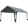 YJDZ Upgraded 10x20 ft Heavy Duty Carport Car Canopy, Car Port Garage Boat Shelter Party Tent with 8 Reinforced Poles and 4 Weight Bags, UV Resistant Waterproof Tarp for SUV, Truck, Boat