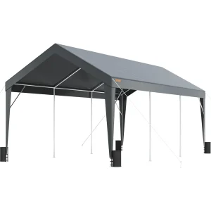 YJDZ Upgraded 10x20 ft Heavy Duty Carport Car Canopy, Car Port Garage Boat Shelter Party Tent with 8 Reinforced Poles and 4 Weight Bags, UV Resistant Waterproof Tarp for SUV, Truck, Boat