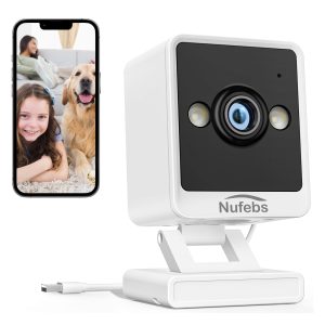 1080P Security Camera, Indoor Security Wired Camera with Night Vision, 2 Way Talk, Motion Tracking, IP65 Waterproof for Home Security, SD&Cloud, 2.4G WiFi