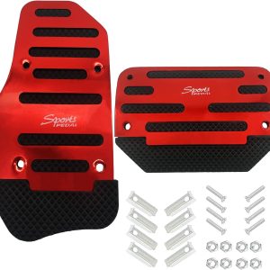 NICPOW 2PCS Car Non-Slip Aluminum Alloy Pedal Pads, Non-Slip Foot Pedal Covers Set, Accelerator Pedal Pad Cover Foot Pedal Pads Kit Interior Decoration Accessories Universal for Car, SUV, ATV (Red)