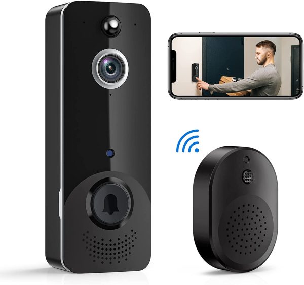 Doorbell Camera Wireless, WiFi Video Doorbell with Chime, 2 Way Audio, Smart Human Detection, Night Vision, Cloud Storage, Real Time Alert for Home