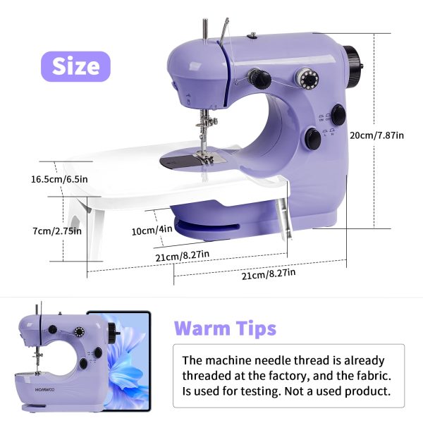6123ce20-7f1d-460a-bd97-50a13ec6c474.7355f292d715f23b0da7ac7d65329c37.jpeg HOMWOO Mini Sewing Machine for Beginner, Dual Speed Portable Machine with Extension Table, Light, Sewing Kit for Household, Travel