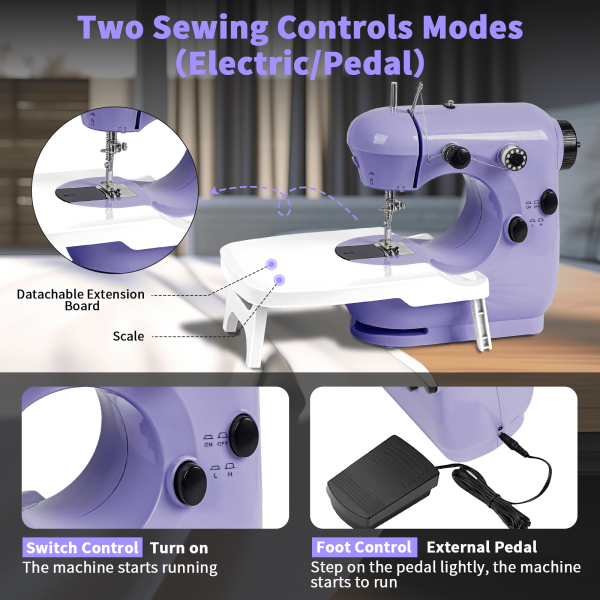6d6e606c-b719-4a6b-815c-f51597a8c09c.52903bfddfb73c075450574e195dc49a.png HOMWOO Mini Sewing Machine for Beginner, Dual Speed Portable Machine with Extension Table, Light, Sewing Kit for Household, Travel