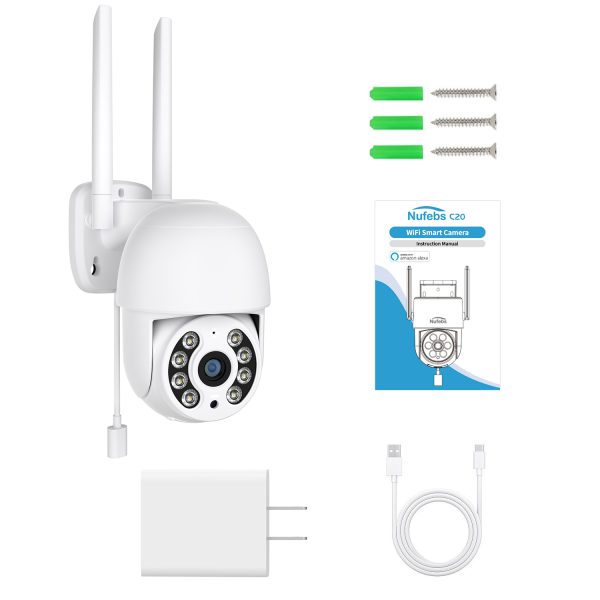 NICPOW 4MP Security Cameras Wireless Wifi, 360° View Security Camera Outdoor with Full Color Night Vision, IP65 Waterproof, 2-Way Audio, Home Security Camera for Indoor/Outdoor, 2.4G Wifi - Image 7