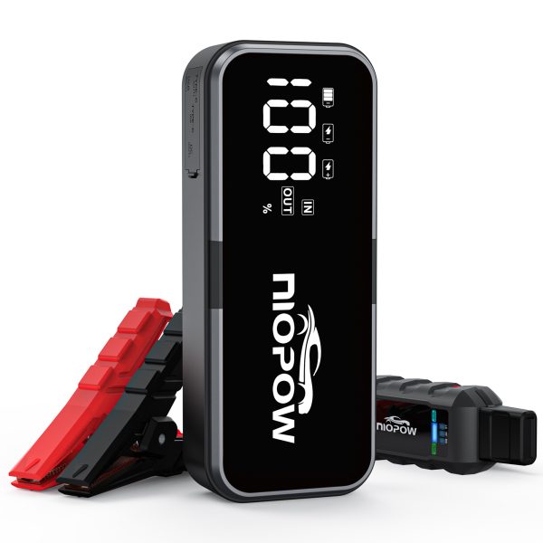 Car Jump Starter Battery Pack, 5000A 12V Portable Lithium Jump Box Battery Booster with 3.3" Display, Power Bank Charger and LED Light, Jumper Cables for All Gas and 12L Diesel Engines