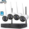 Security Camera System, 4Pcs 1080P Spotlight Color Night Vision WiFi Waterproof Security Surveillance Cameras with Pre-Installed 1TB Hard Drive and Two-Way Audio, 8 Channel NVR DC Power