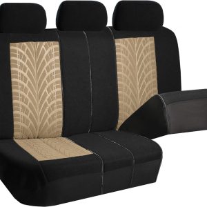 NICPOW Car Seat Covers Full Set Premium Cloth - Universal Fit, Automotive, Low Back Front Washable Seat Covers, Airbag Compatible, Split Bench Rear Seat for SUV, Sedan Beige