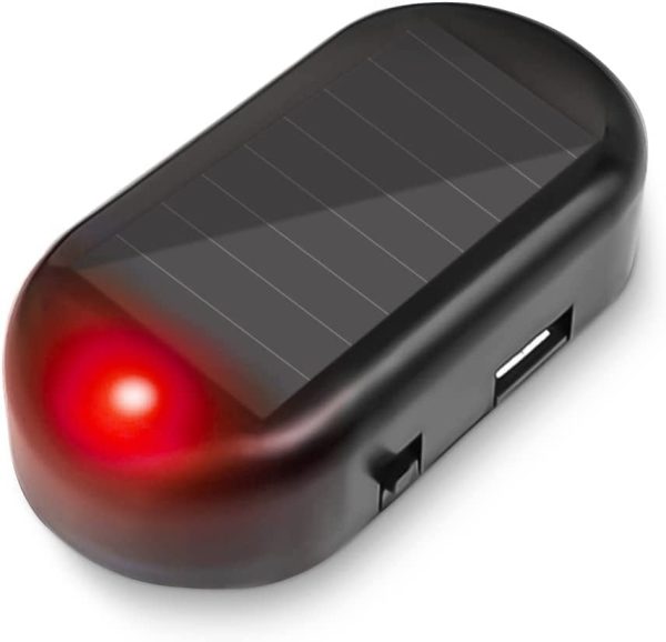 NICPO Car Solar Power Simulated Dummy Alarm, Anti-Theft LED Flashing Security Light Fake Lamp, Automotive Warning Interior Safety Lights with USB Charger Port, Car Accessories for Most Cars