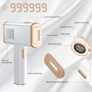 IPL Laser Hair Removal Device, Permanent Painless for Women and Men Body Hair Removal with Set-in Cooling for Facial Upper Lip Armpit Bikini Line Pubic Back Leg