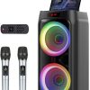 Machine with 2 Wireless Microphones for Adults, 8" Big Bluetooth Party Speaker with 500W Peak Power