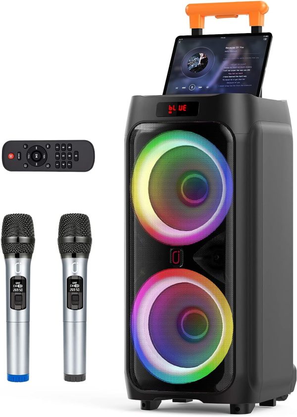 fb9b6d57-4450-41d9-a98b-1562696ba796.0e2a7731b44940731a7a5adbcfb81a63.jpeg Machine with 2 Wireless Microphones for Adults, 8" Big Bluetooth Party Speaker with 500W Peak Power