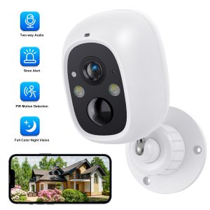 NICPOW Wireless Security Camera, 2K WiFi Camera with Outdoor Night Vision, IP65 Outdoor Waterproof Camera for Home Security System, Surveillance Camera with PIR Motion Sensor, 2 Way Audio