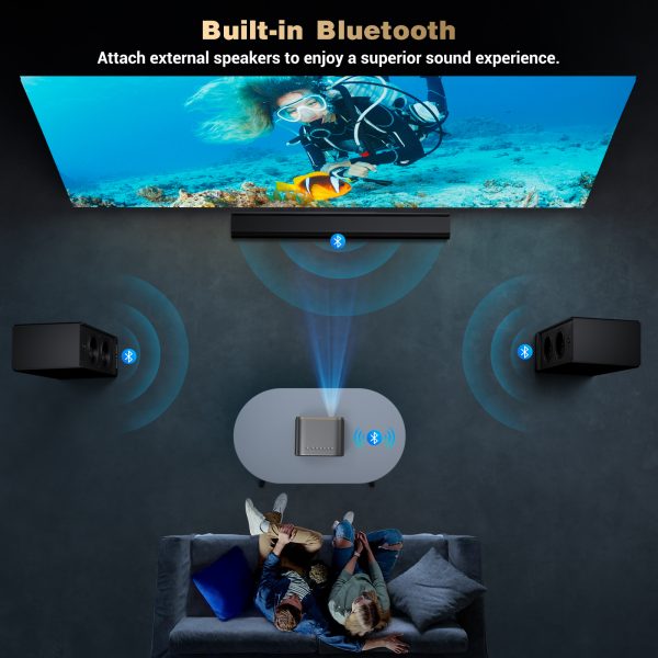 Projector with WiFi and Bluetooth, Mini-Projector: [Auto Focus/Keystone] - NICPOW Full HD 1080P 4K Supported Portable Bluetooth Projector for Gaming Devices and Phones - Ideal for Indoor Outdoor Use - Image 5