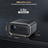 Projector with WiFi and Bluetooth, Mini-Projector: [Auto Focus/Keystone] - NICPOW Full HD 1080P 4K Supported Portable Bluetooth Projector for Gaming Devices and Phones - Ideal for Indoor Outdoor Use