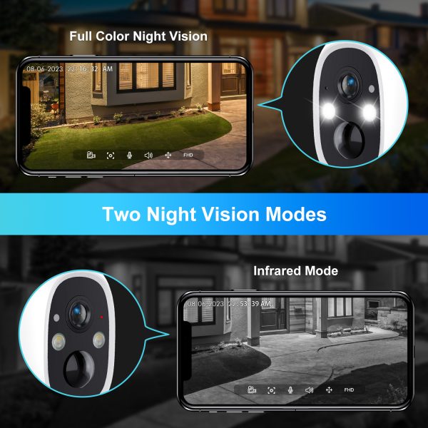 NICPOW Wireless Security Camera, 2K WiFi Camera with Outdoor Night Vision, IP65 Outdoor Waterproof Camera for Home Security System, Surveillance Camera with PIR Motion Sensor, 2 Way Audio