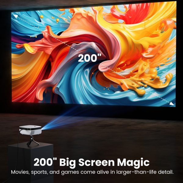 Mini Projector, NICPOW Portable Outdoor Movie Projector with Tripod, 1080P and 200" Supported Small Projector Compatible with TV Stick, Phone, PS5, HDMI, USB for Home, Bedroom, Gaming, Outdoor Use